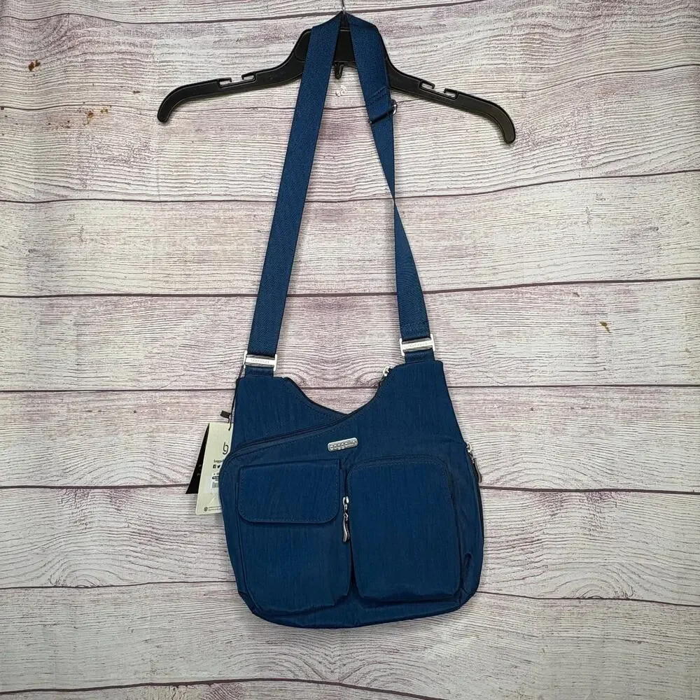 Baggallini Blue Crossover Crossbody Lightweight Pocket Zipper Travel Bag New